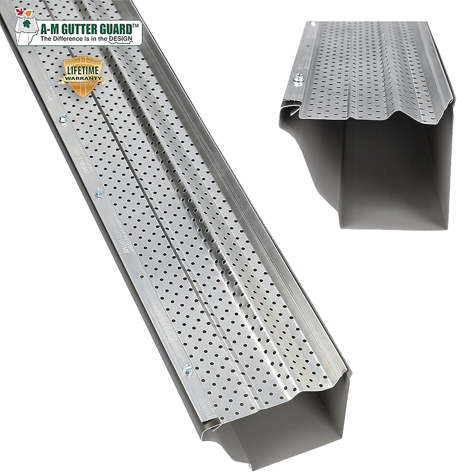 A-M Gutter Guard - Heavy Duty Lifetime Quality Aluminum Leaf & Debris Protection for 5-inch - B07484B96S