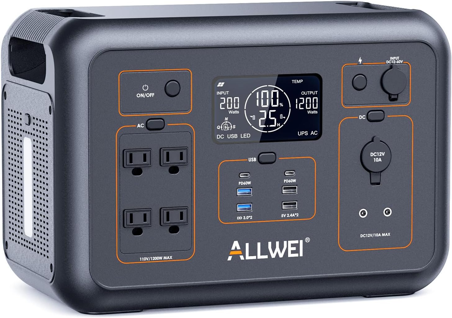 ALLWEI LiFePO4 Portable Power Station 1200W, 1008Wh Solar Generator with UPS Mode, 1.5Hrs Fast Charg - B0CLNT8Y2G