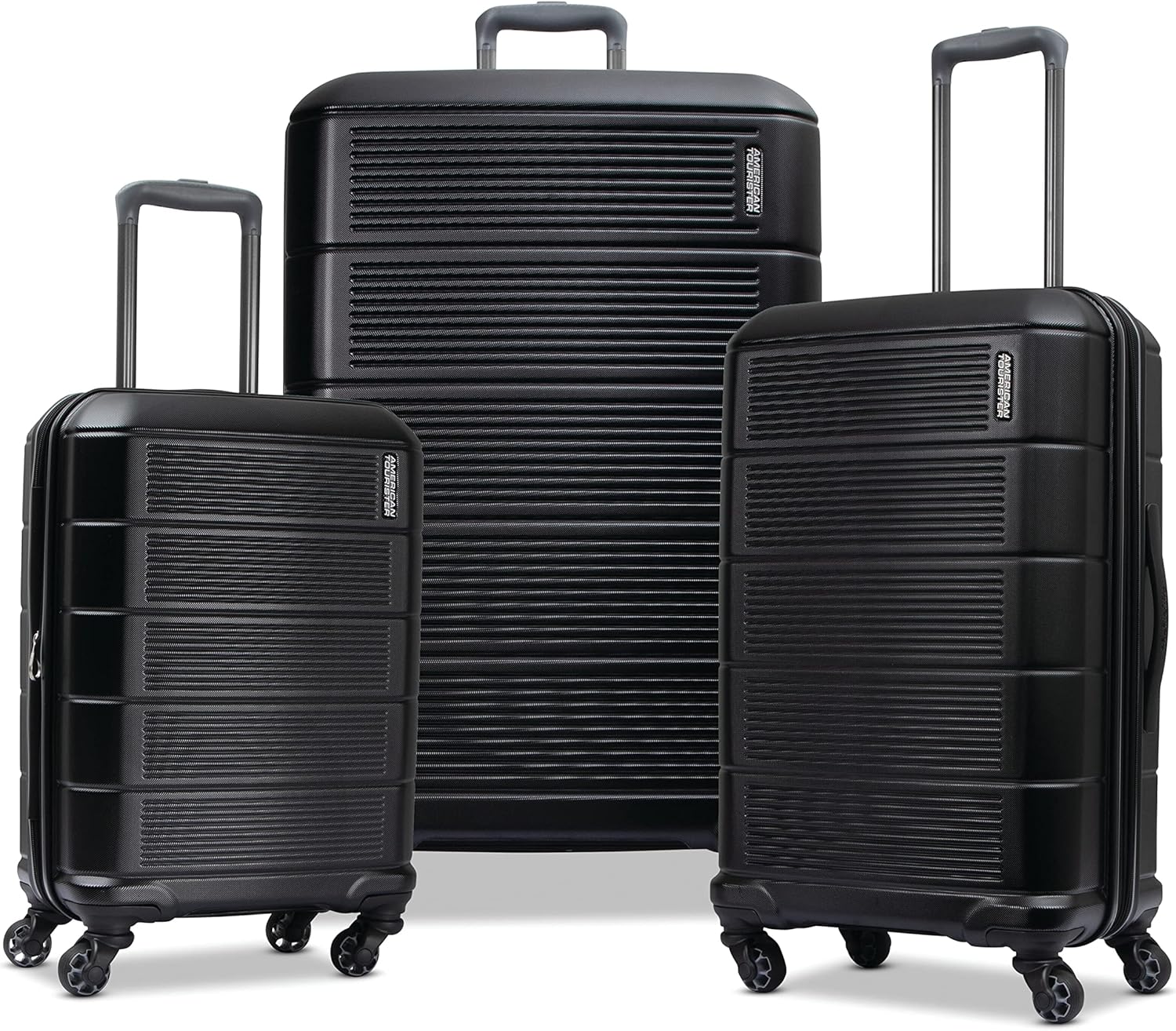 American Tourister Stratum 2.0 Hardside Expandable Luggage with Spinners | Jet Black | 3PC (CO/MED/L - B0B2X14L8S