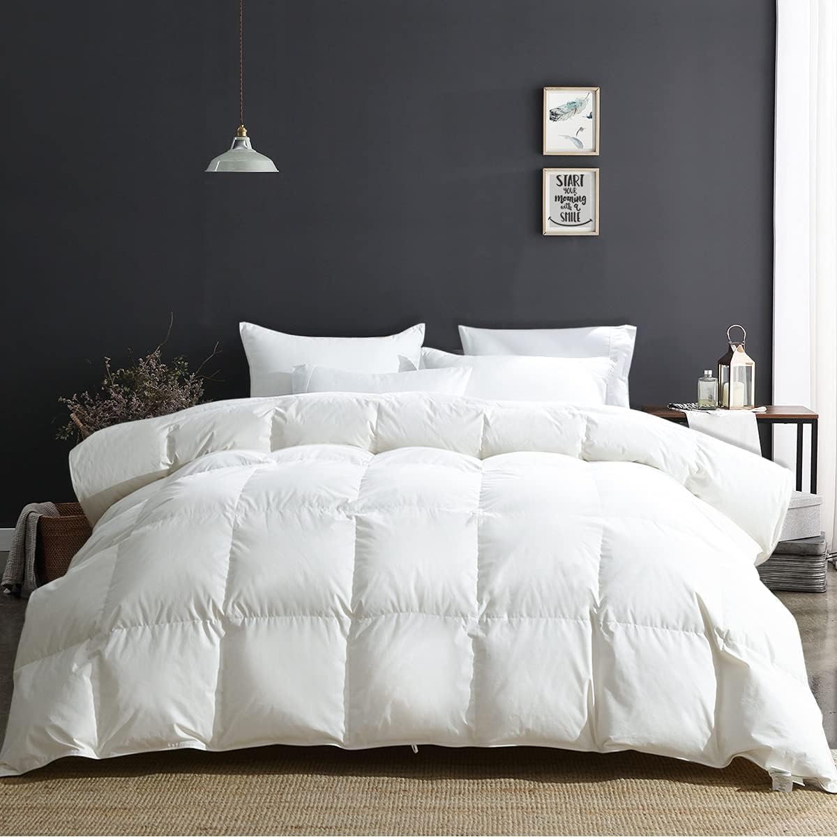 APSMILE Fluffy Heavyweight Down Feather Fibers Comforter Oversized King Size, Thick Duvet Insert for - B0BDM7PB2L