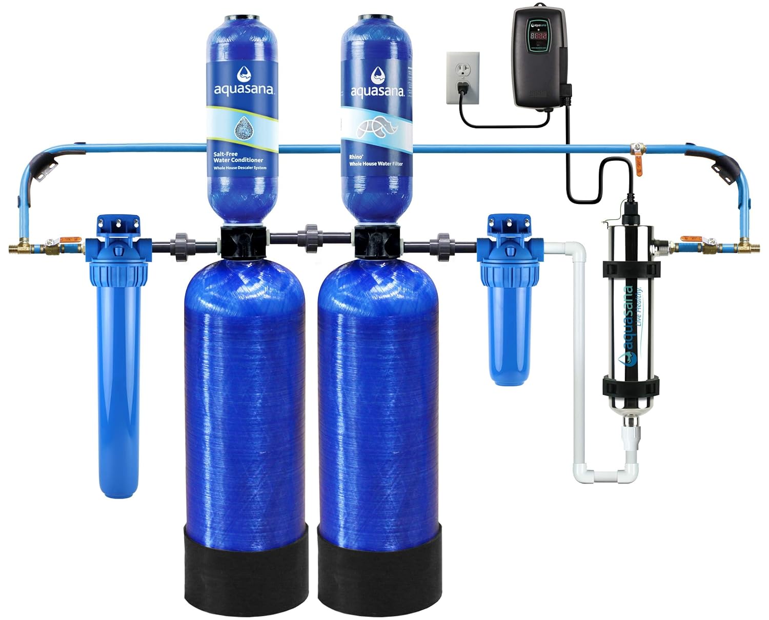Aquasana Whole House Well Water Filter System - Softener Alternative w/ UV Purifier, Salt-Free Desca - B00LC1KRKO