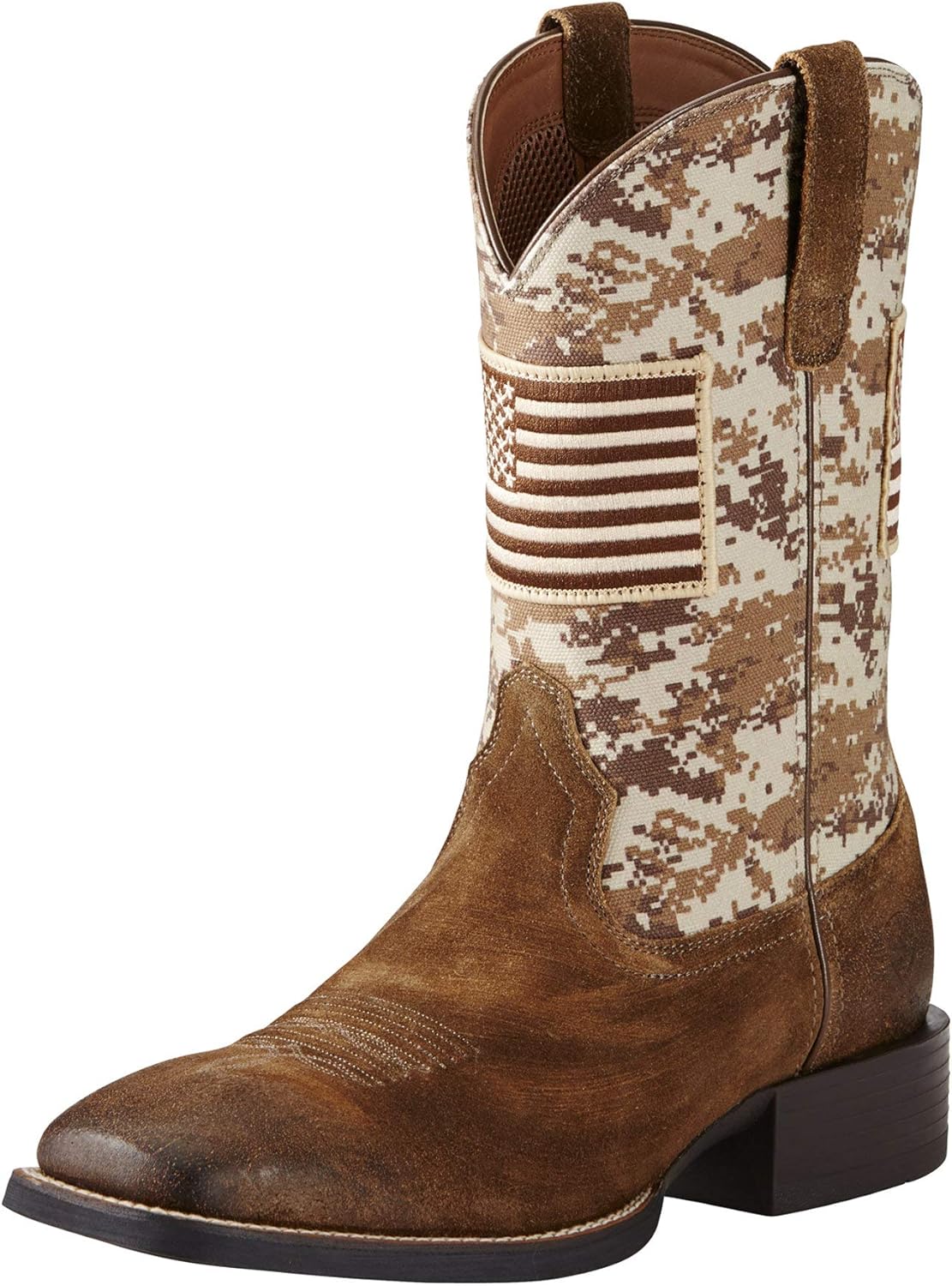 ARIAT Mens Sport Patriot Western Boot Antique Mocha Suede/Sand Camo Print 14 Wide - B07HHBB8GJ