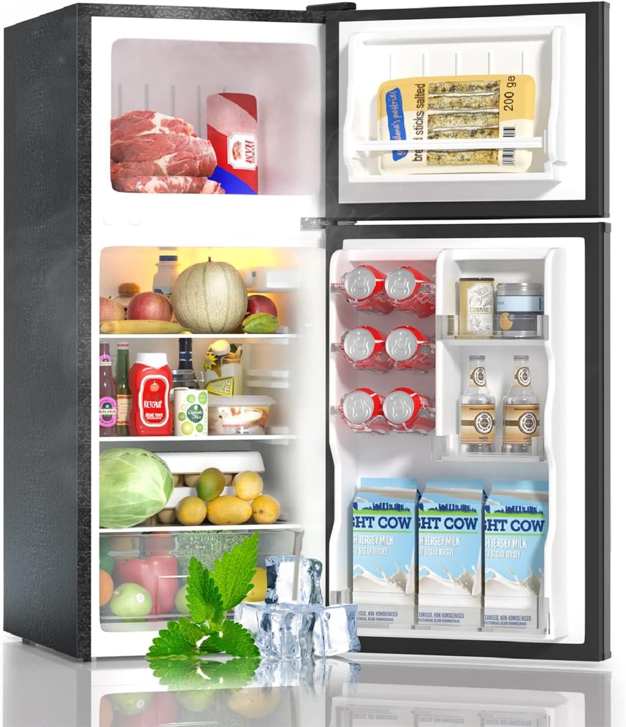 BANGSON 4.0 Cu.Ft Small Refrigerator with Freezer, Small Fridge with Top Freezer, for Apartment, Bed - B0C4DLKCDV