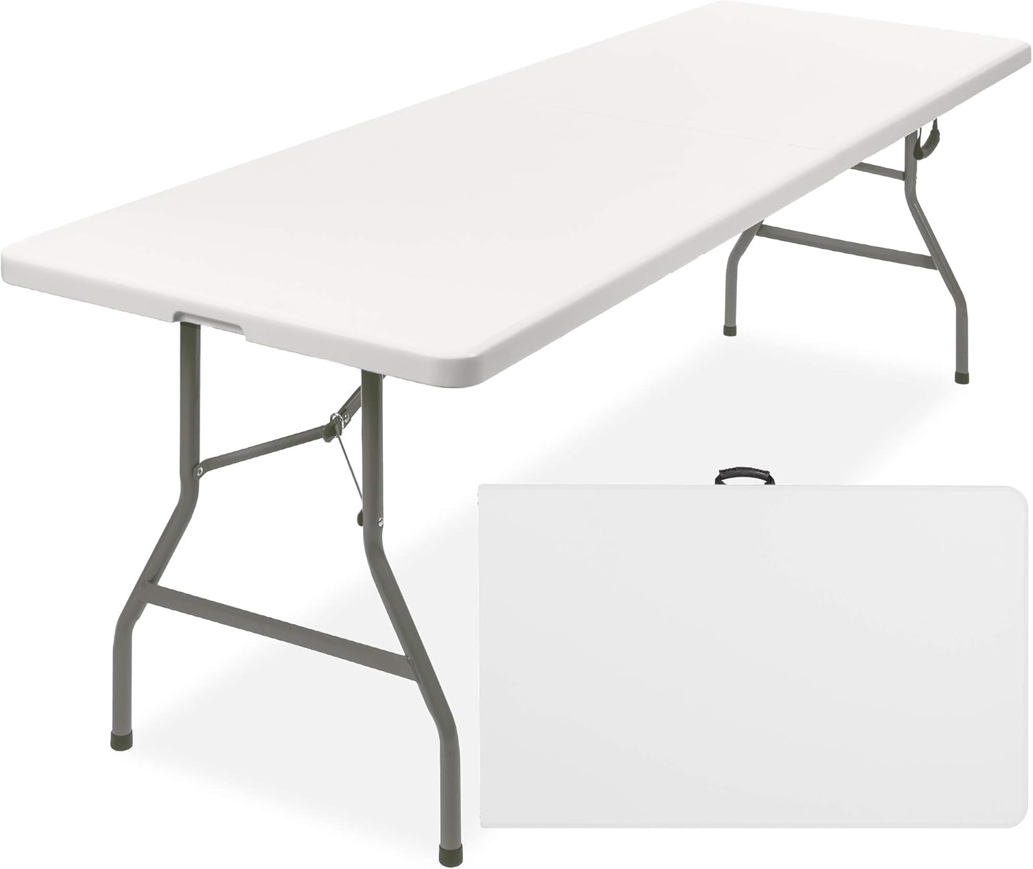 Best Choice Products 8ft Plastic Folding Table, Indoor Outdoor Heavy Duty Portable w/Handle, Lock fo - B017E17J9M