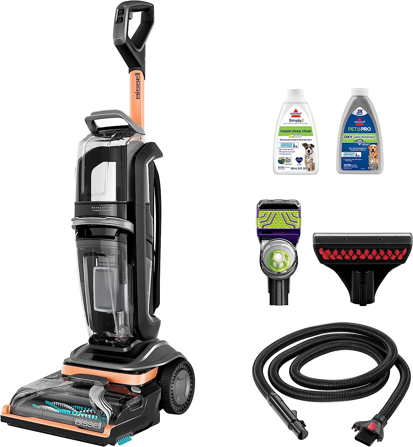 BISSELL Revolution HydroSteam Pet Carpet Cleaner, Upright Deep Cleaner, HydroSteam Technology, 2-in- - B0BP8GCN87