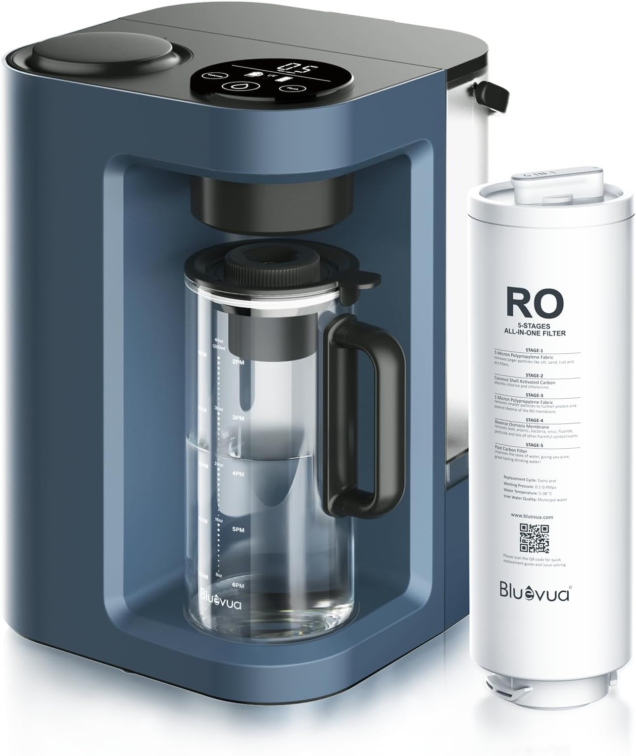 Bluevua RO100ROPOT-Lite(UV) Countertop Reverse Osmosis Water Filter System, 7-Stage Purification wit - B0CZ475FBC