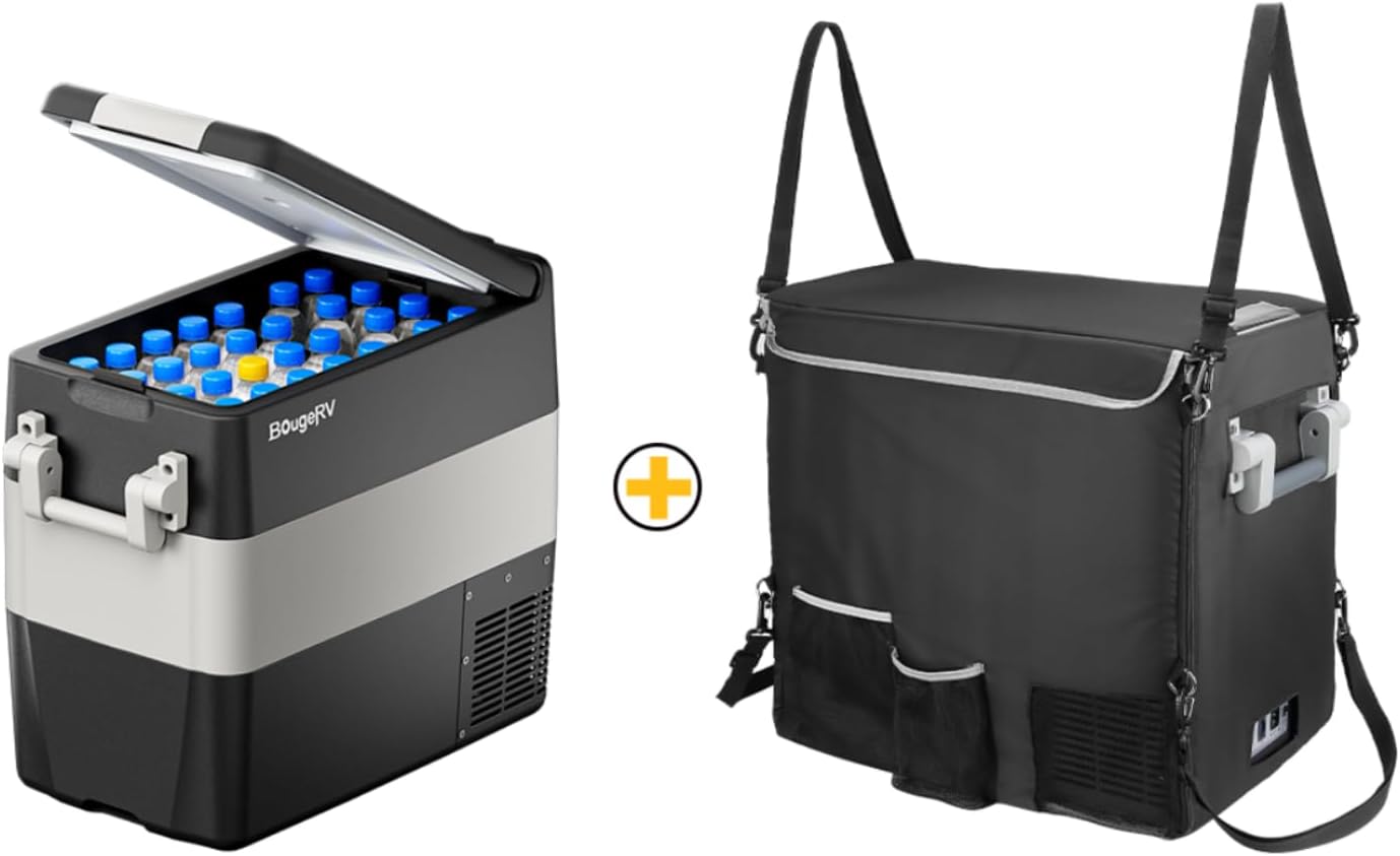 BougeRV 12V Portable Refrigerator 53 Quart Car Freezer Fridge Electric Cooler12V/24V DC 110~240Volt - B08FJ93N96