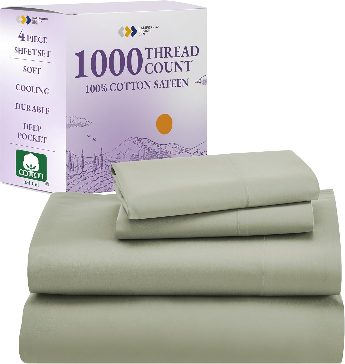 California Design Den Luxury 1000 Thread Count King Size Sheets Set, Winner Architectural Digest Bes - B0CS9Q8LHC