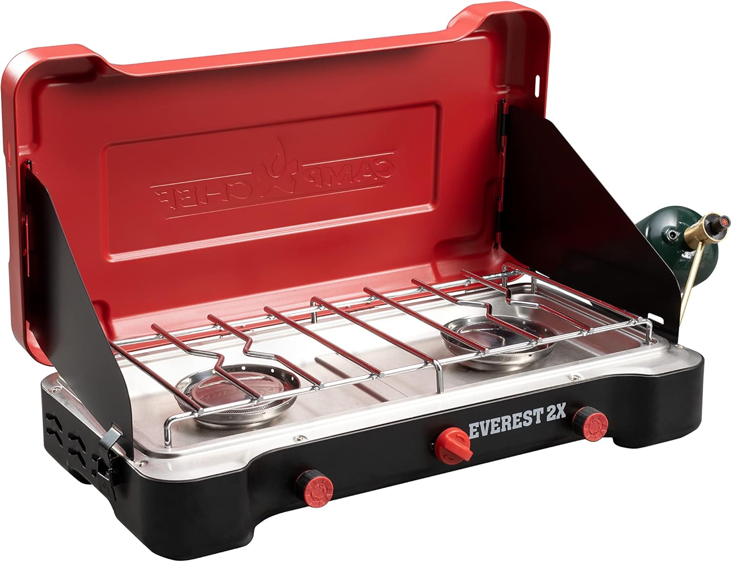 Camp Chef Mountain Series Everest 2X - High Output Two-Burner Camp Stove - Lid Doubles - B09KNVRDNQ