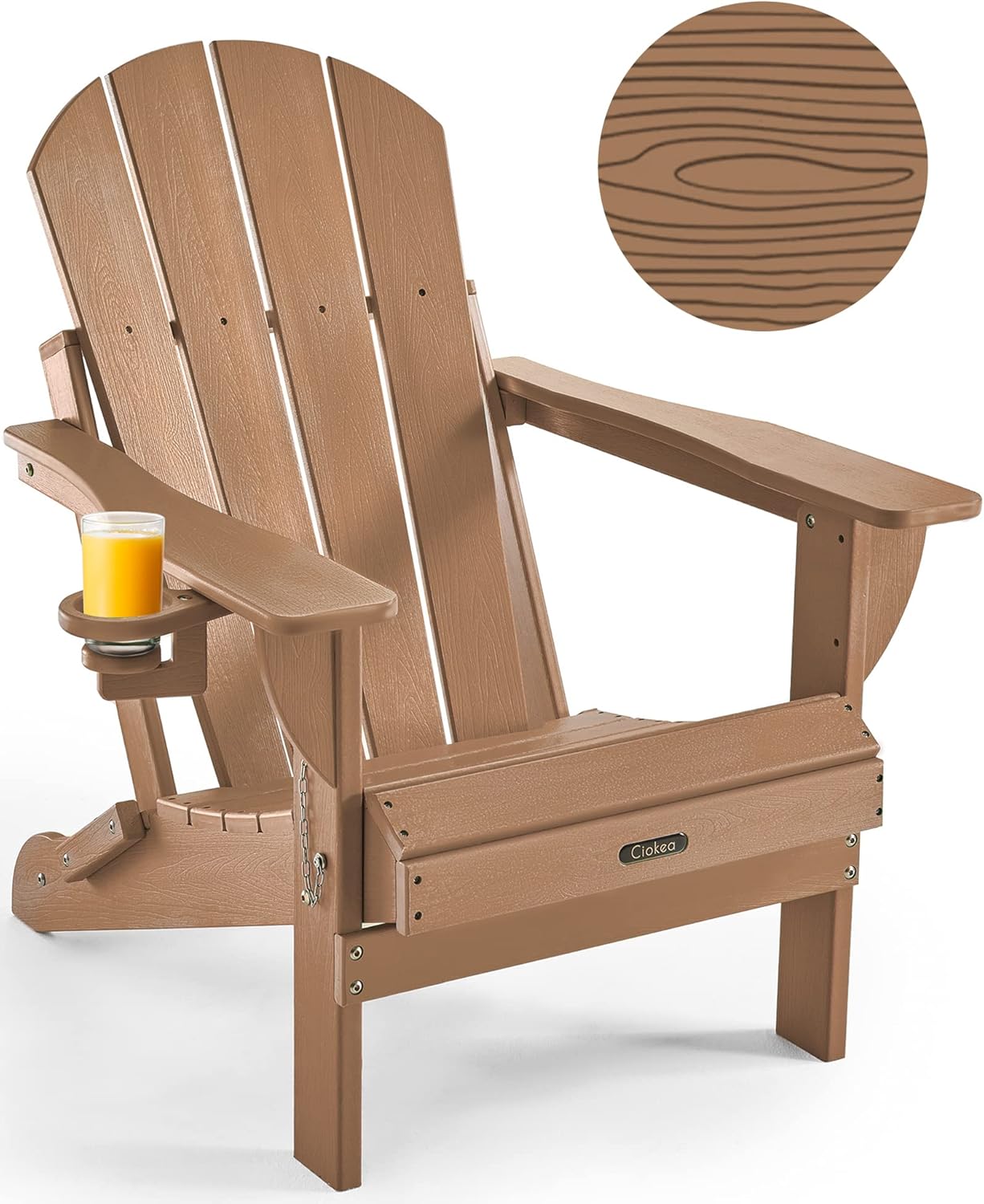 Ciokea Folding Adirondack Chair Wood Texture, Patio Adirondack Chair Weather Resistant, Plastic Fire - B0B8FXBHJ9
