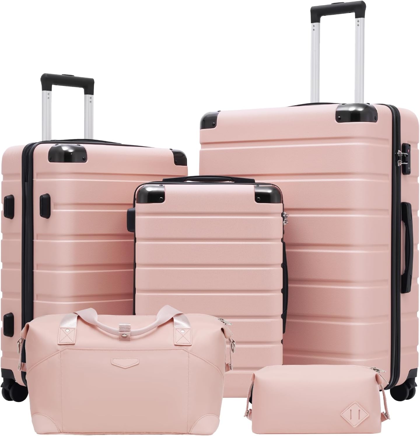 Coolife Luggage Set Suitcase 3 Piece Carry On Travel Luggage TSA Lock Spinner Wheels Aluminum - B0D49FJX1S