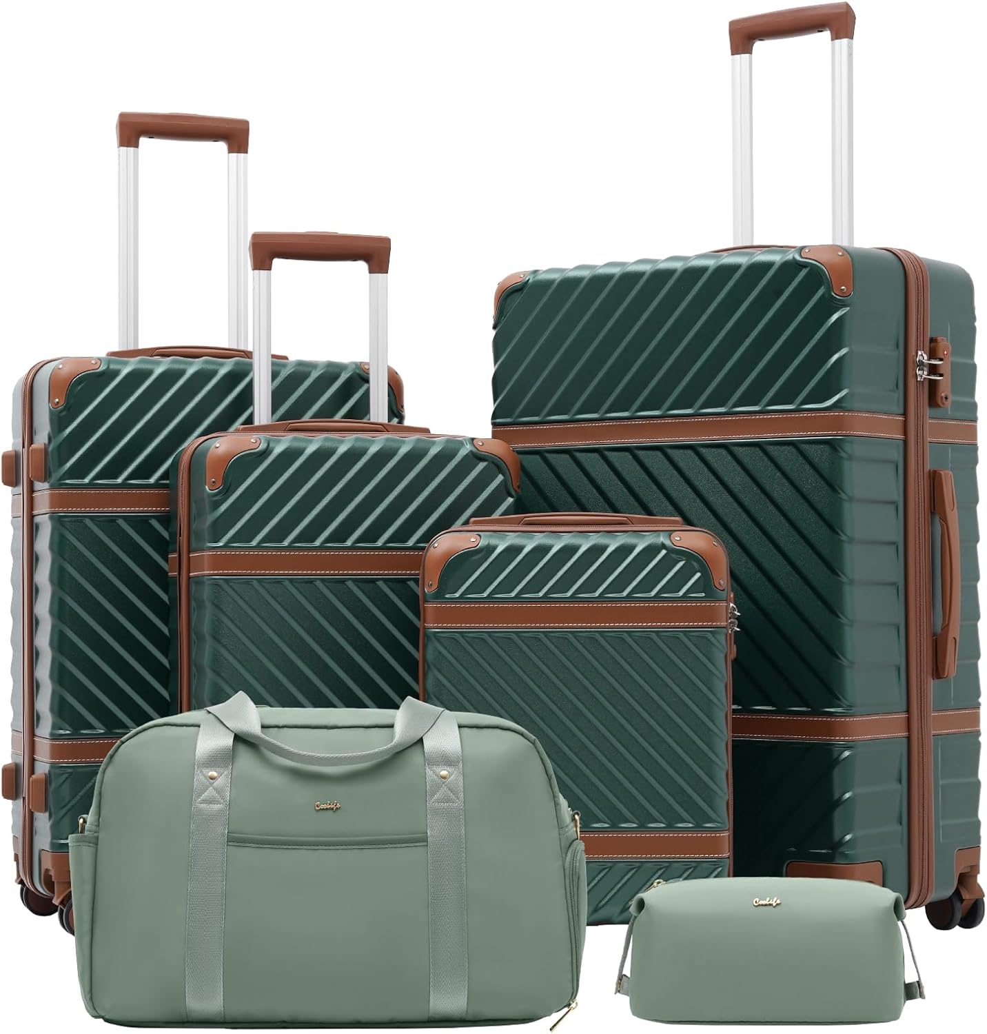 Coolife Luggage Set Suitcase Carry On Luggage PC Hardshell Luggage TSA Lock Spinner Wheels Telescopi - B0CZ9QS1LK