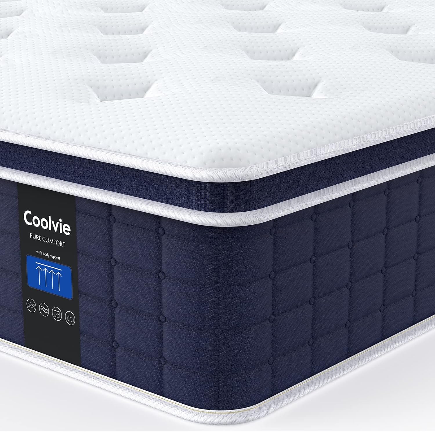 Coolvie 12 Inch King Size Mattress, Hybrid King Mattress in a Box, 3 Layer Premium - B09NM6MBR5