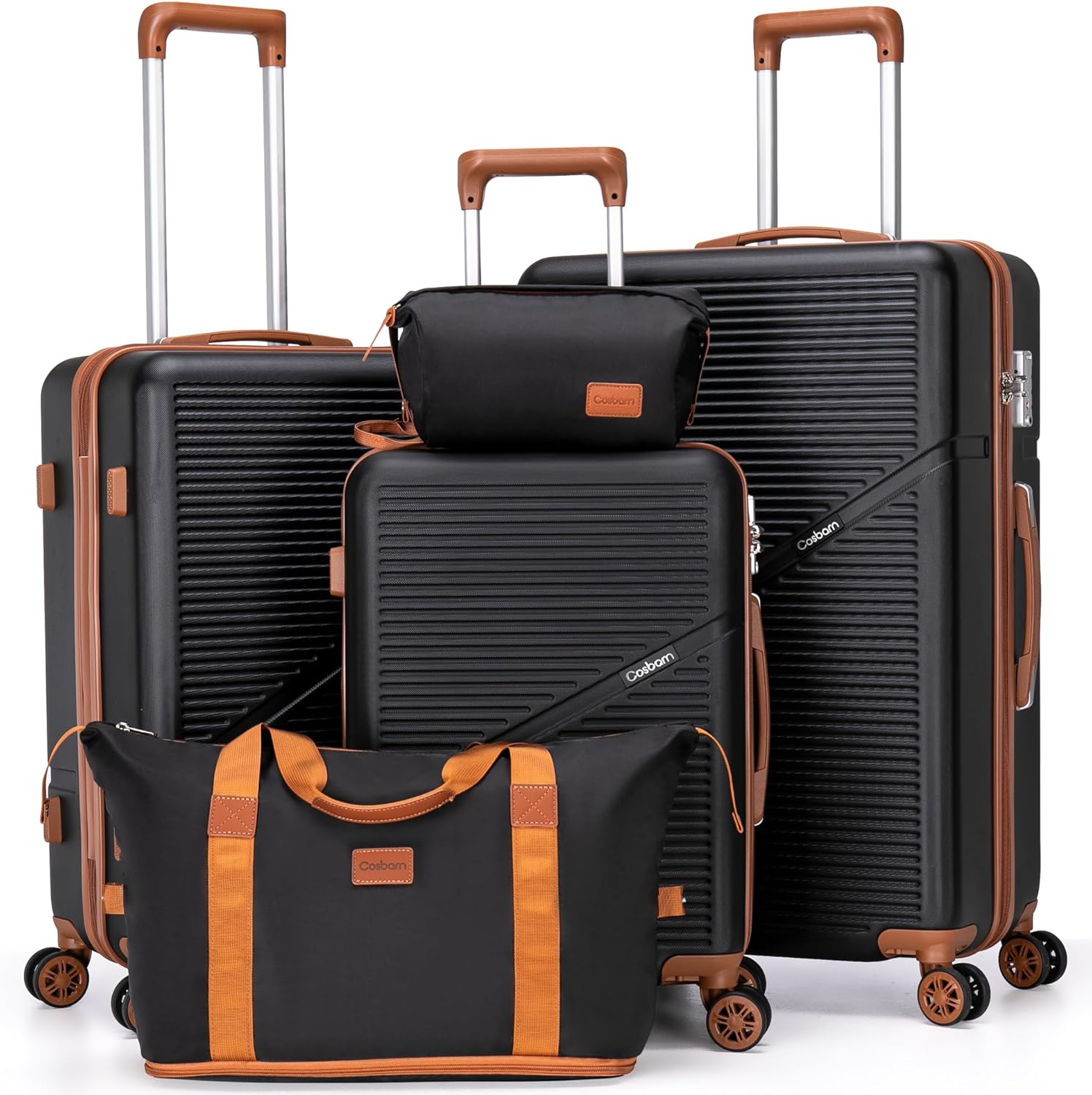 Cosbarn 5 Piece Luggage Sets with Spinner Wheels, Hardshell ABS Suitcase Set with Tsa Lock, - B0CH7S8FKX