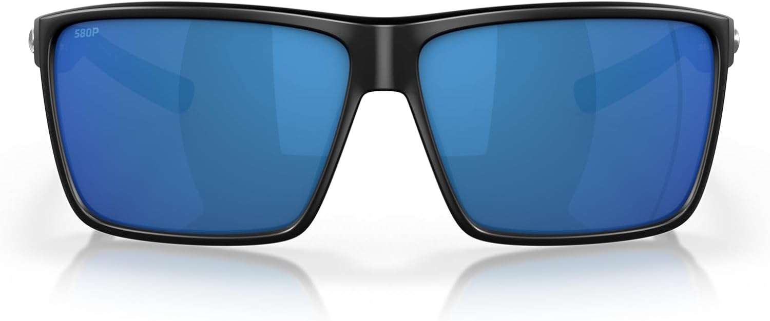 Costa Man Sunglasses Matte Black Frame, Blue Mirror Lenses, 63MM - B09G9LGNH1