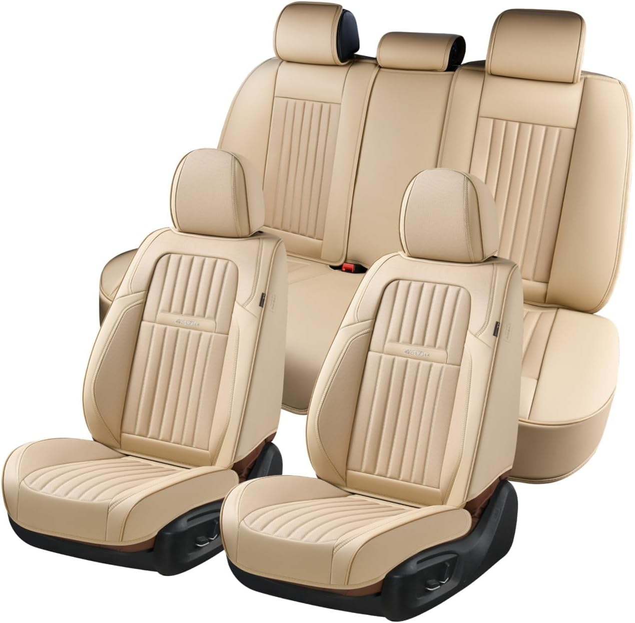 Coverado Front and Back Seat Covers for Cars, Nappa Leather Car Seat Covers, Automotive Seat - B0CPB811FX