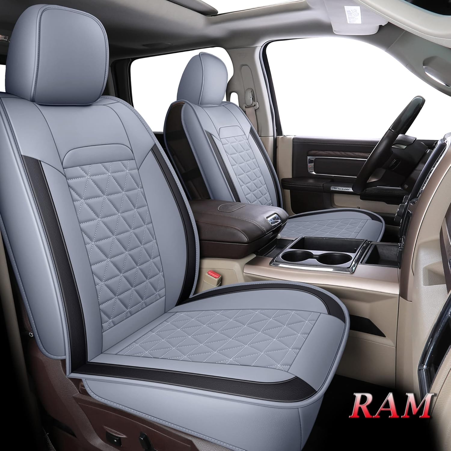 Coverado Seat Covers for Dodge Ram, Waterproof Front Car Seat Covers for Truck Compatible with - B0BPGYBL96