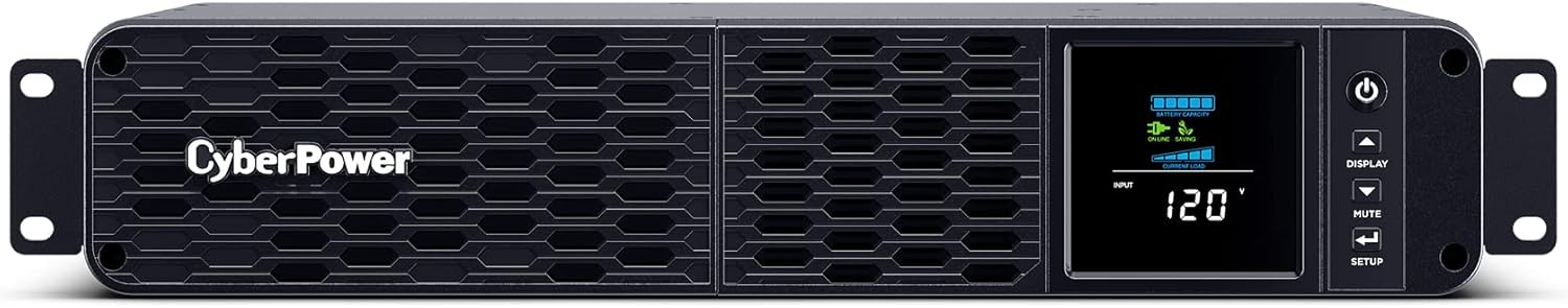CyberPower CP1500PFCRM2U PFC Sinewave UPS System, 1500VA/1000W, 8 Outlets, AVR, Short Depth 2U Rackm - B0B354X985