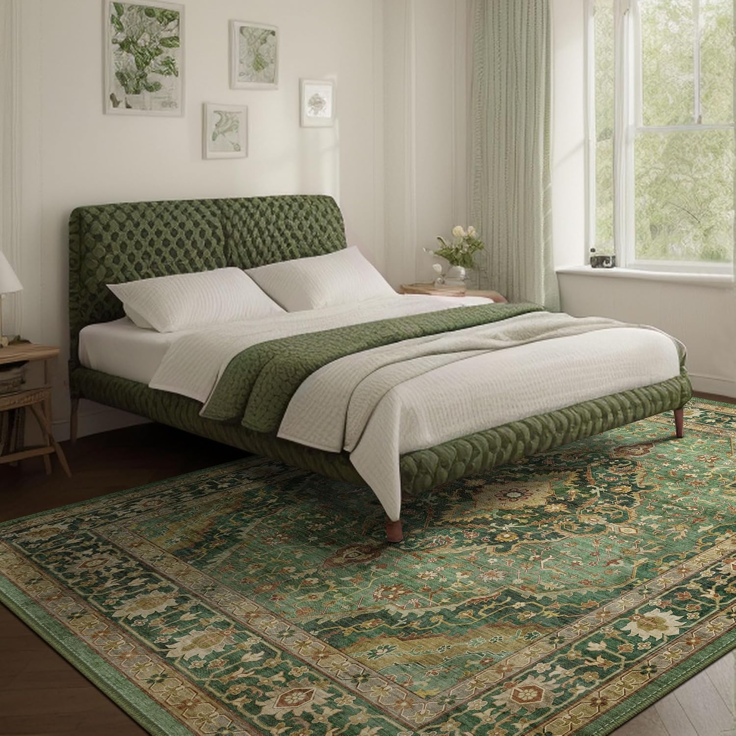 Deerly Green Rug 8x10 Area Rug for Living Room Bedroom Washable Rugs Large Boho 8x10 - B0CR9YXB99
