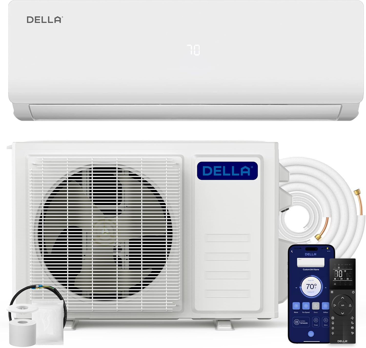 DELLA Vario 36000 BTU 19 SEER2 Cools Up to 2500 Sq.Ft Mini Split AC Work - B0BWH689Y5
