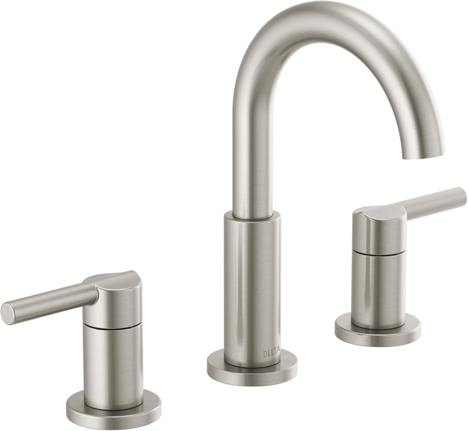 Delta Nicoli Brushed Nickel Bathroom Faucet with Sprayer, 8 Inch 3 Hole Widespread Bathroom Sink - B0DK9W3R3K
