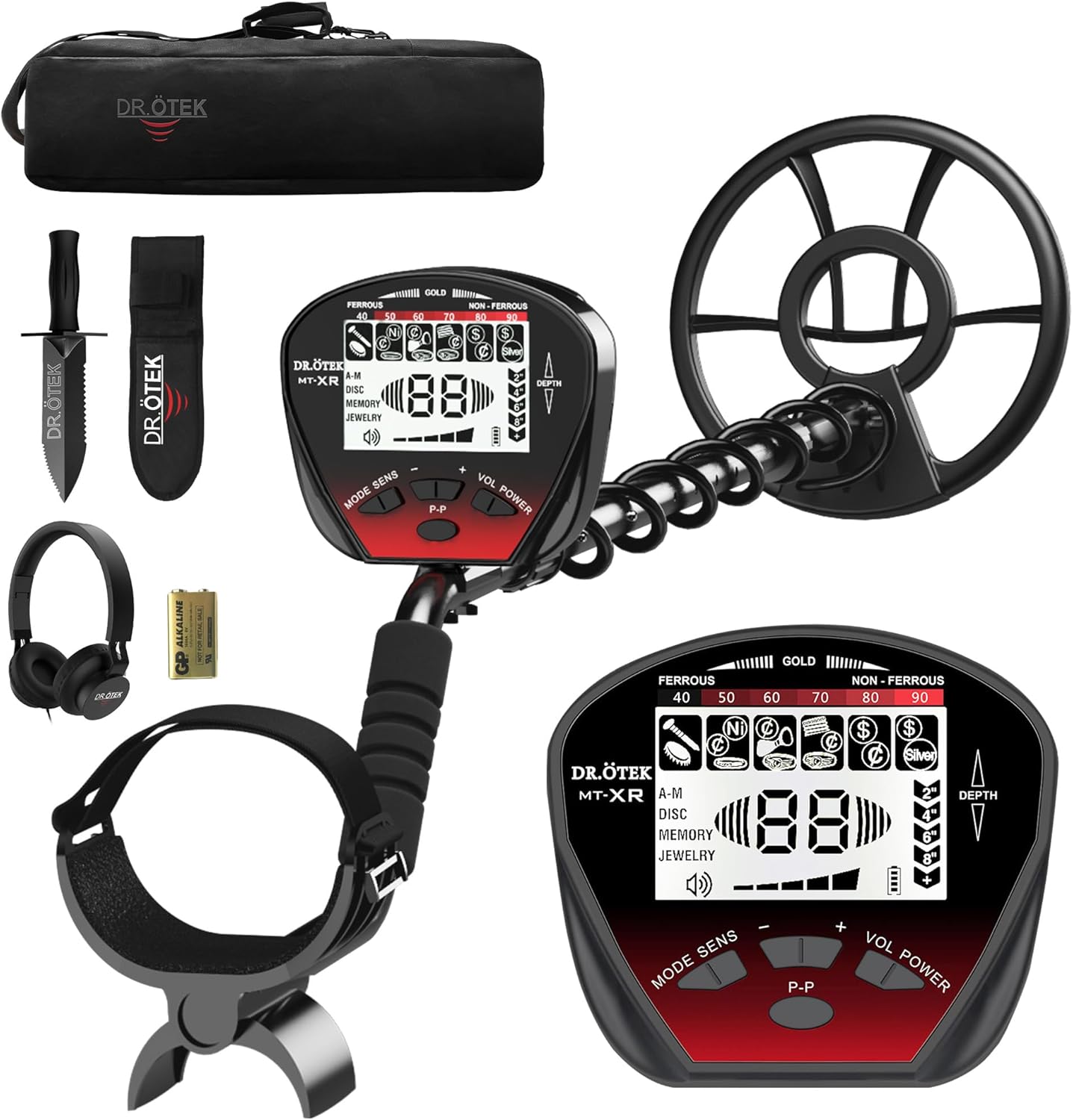 DR.ÖTEK Metal Detector for Adults Professional, Pinpoint Metal Detector Waterproof Gold and Silver, - B08ZY3TJLC