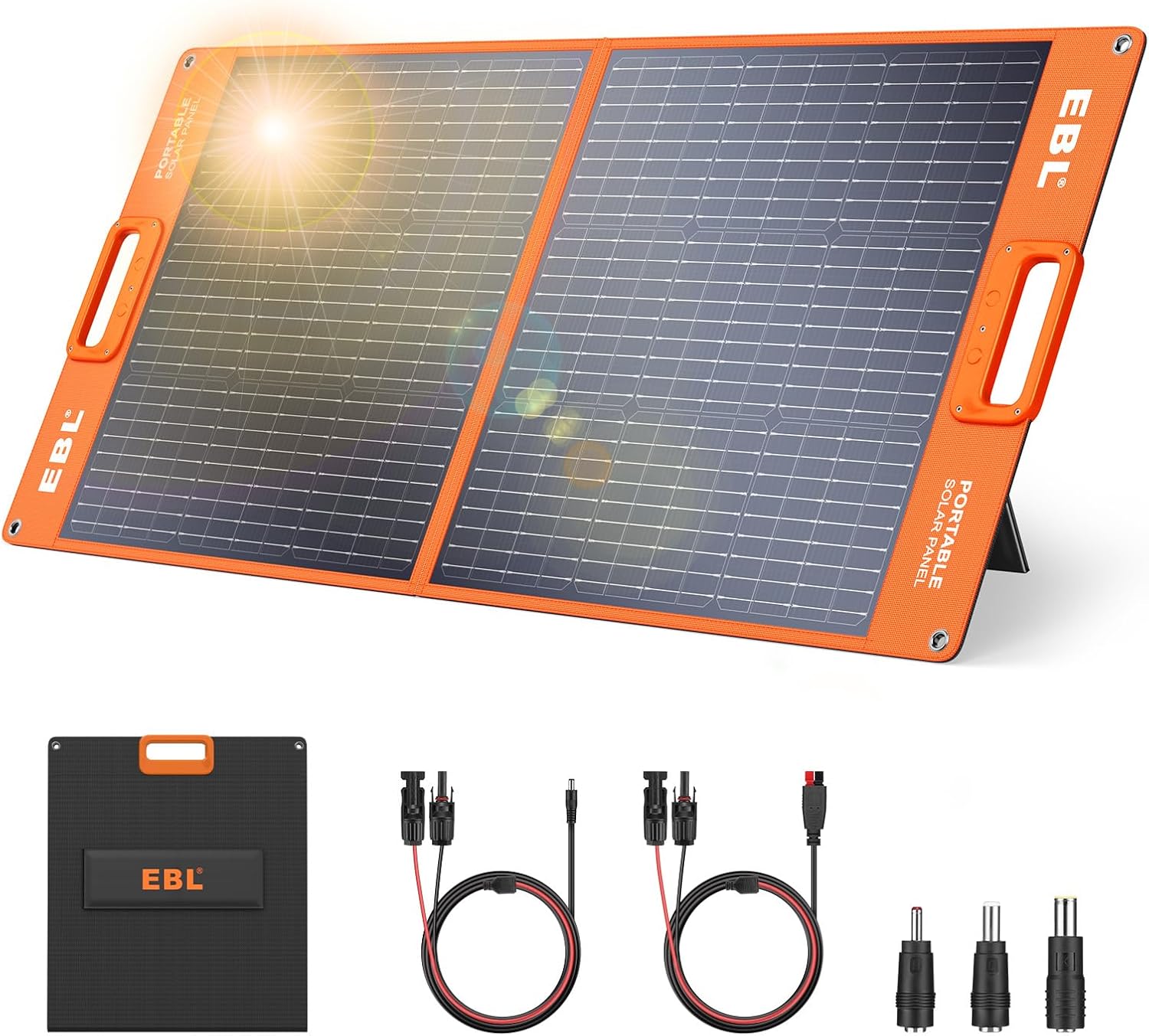 EBL Solar Panel 100W Portable Solar Panel (Upgraded) for 240/300/500/1000/1500/2000 Power Station, w - B0B8YVBHXG