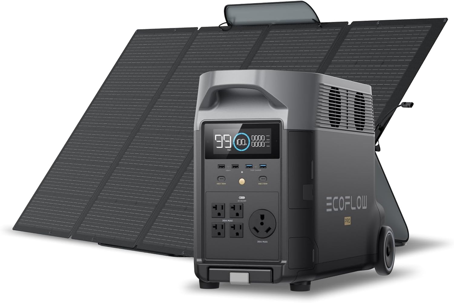 EF ECOFLOW DELTA Pro Power Station with Solar Panel (Foldable Panel with Power Station, 3600Wh+400W) - B0B1TCMZHZ