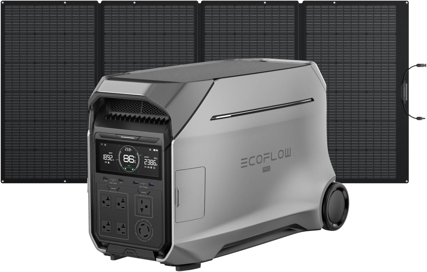 EF ECOFLOW Power Station 4096Wh DELTA Pro 3 with 400W Portable Solar Panel, 120/240V 4000W - B0D145TFFY