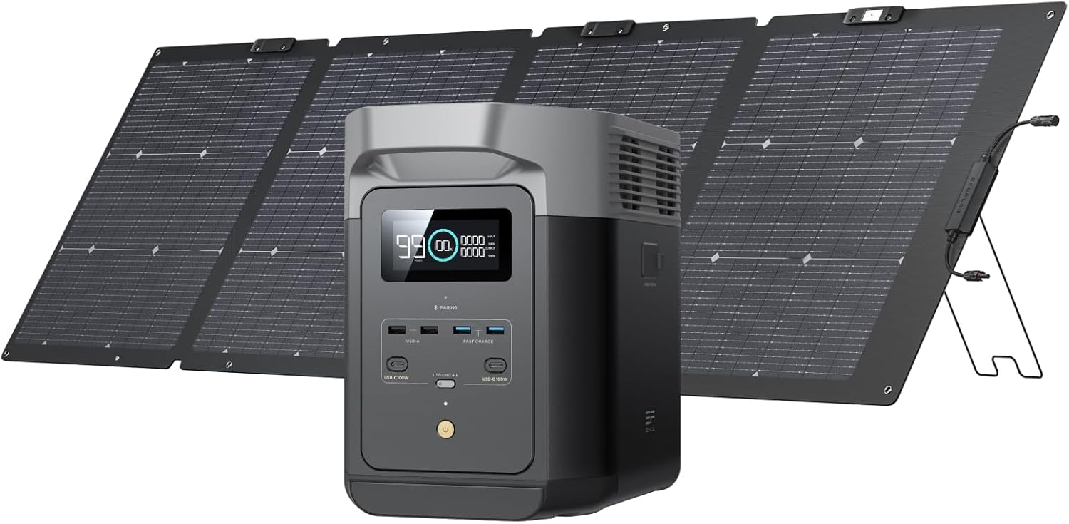EF ECOFLOW Solar Generator DELTA2 with 220W Solar Panel, LFP(LiFePO4) Battery, Fast Charging, Portab - B0BG1K1BQ7