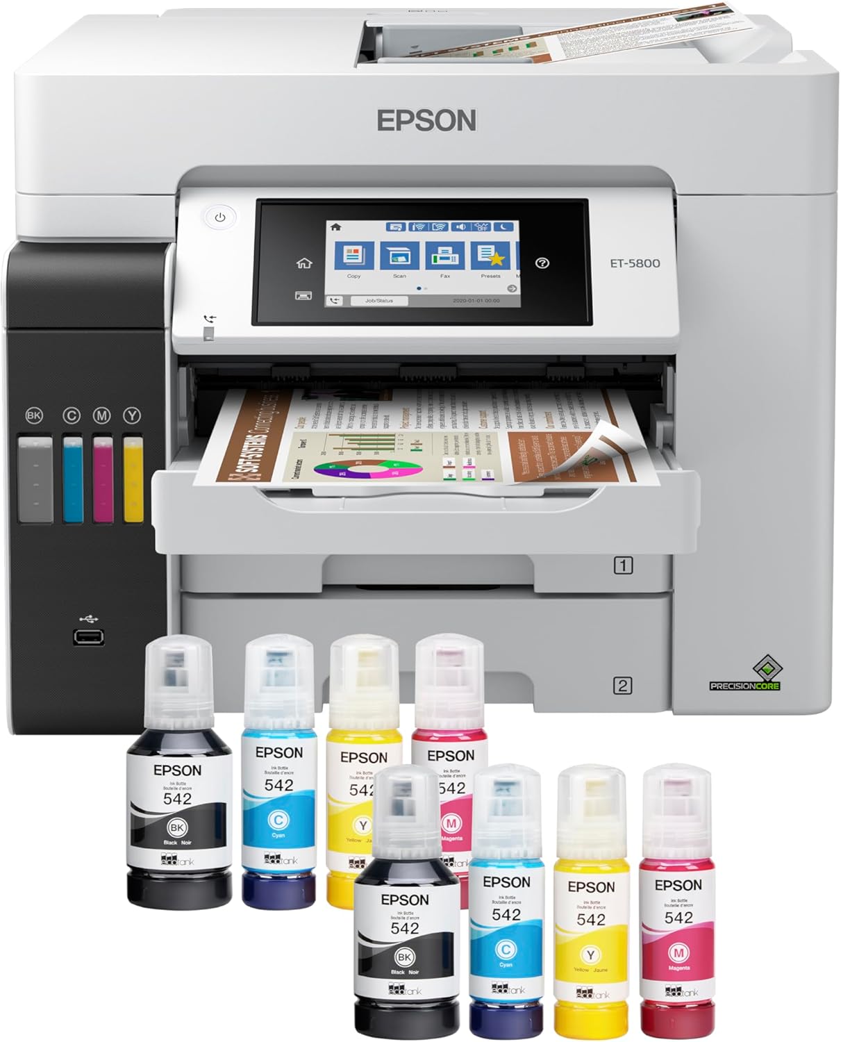 Epson EcoTank Pro ET-5800 Wireless Color All-in-One Supertank Printer with Scanner, Copier, Fax and - B084TV6BVM