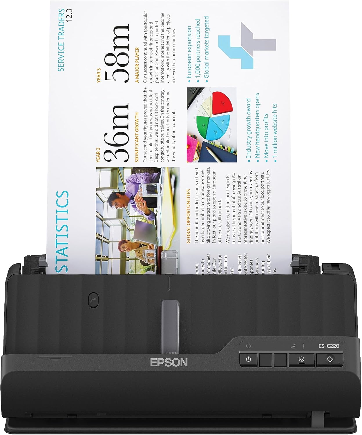 Epson Workforce ES-C220 Compact Desktop Document Scanner with 2-Sided Scanning and Auto Document Fee - B0C8VKWMDR