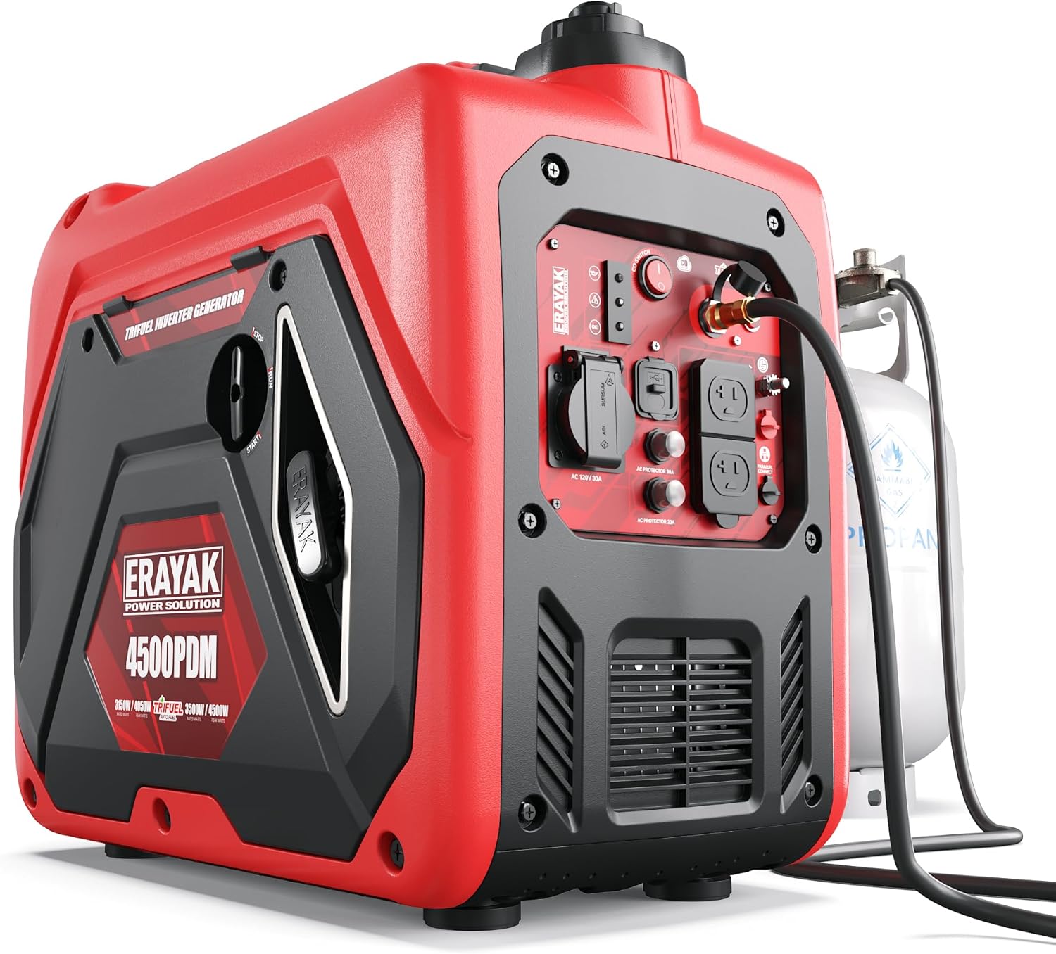 ERAYAK 4500W Dual-Fuel Portable Inverter Generator for Home Use, Camping Outdoor, 30A RV Ready, Auto - B0D5XZ9JMZ