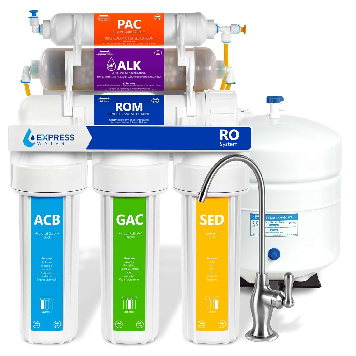 Express Water Reverse Osmosis Alkaline Ultraviolet Water Filtration System – 100 GPD (Deluxe Chrome - B06Y2GJMSS