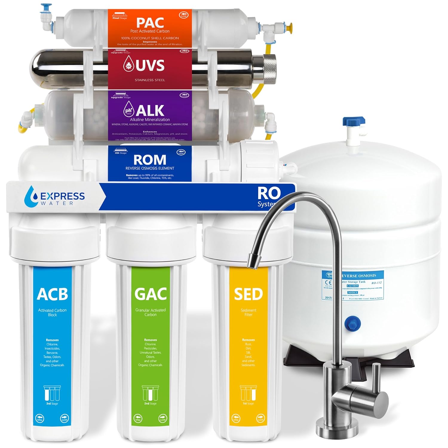 EXPRESS WATER UV Reverse Osmosis Water Filtration System â€“ 11 Stage UV Water Filter with - B01N0OERWZ