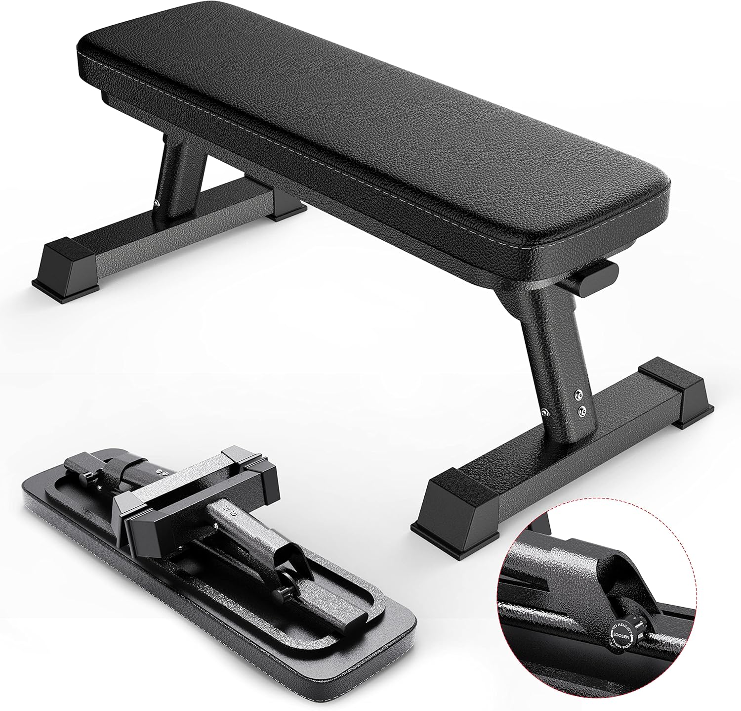 Finer Form Gym Quality Foldable Flat Bench for Multi-Purpose Weight Training and Ab Exercises - - B078JZZGBZ