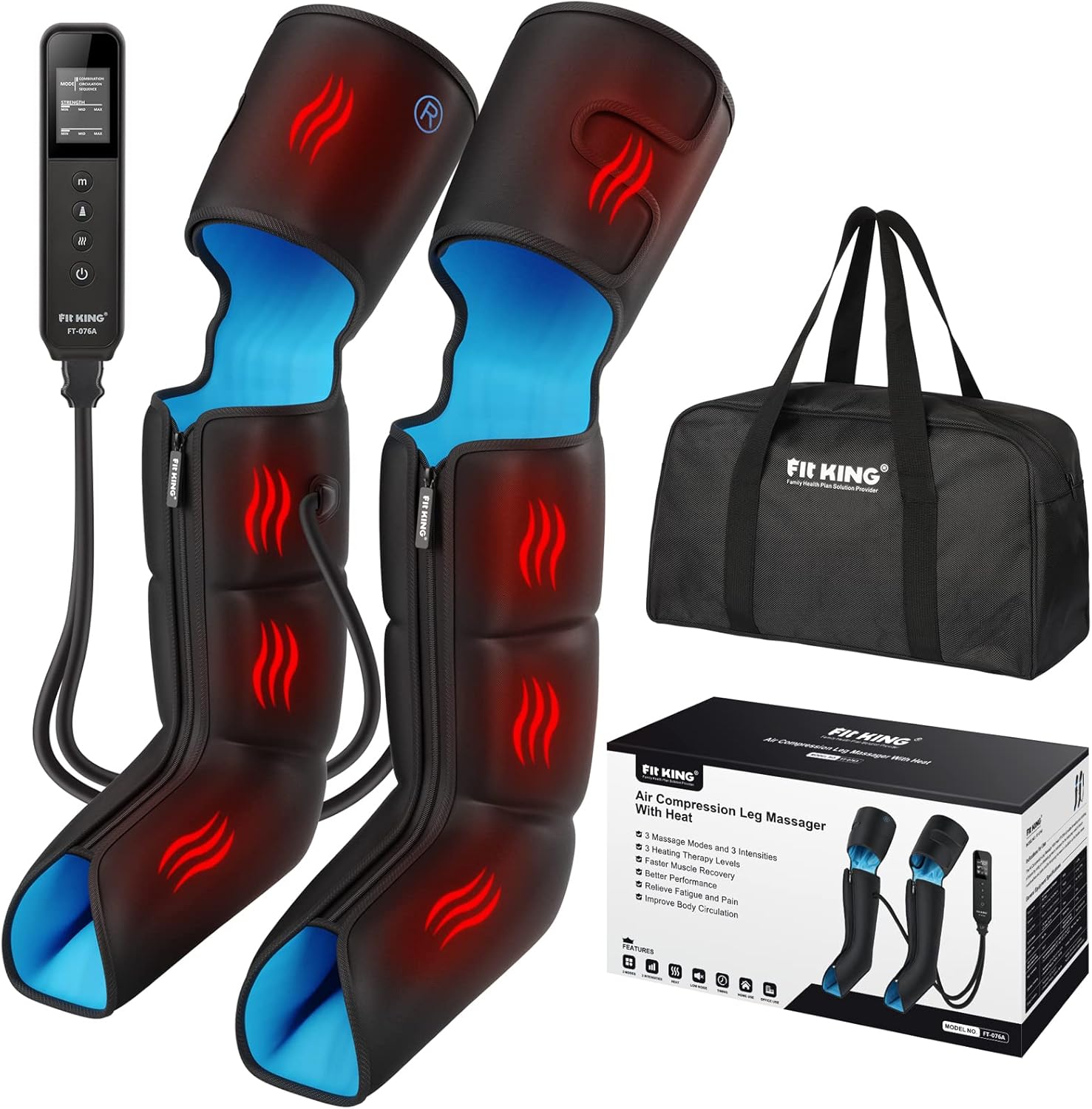FIT KING Leg Massager with Heat for Circulation Upgraded Full Leg and Foot Compression Boots - B09PRJP43V
