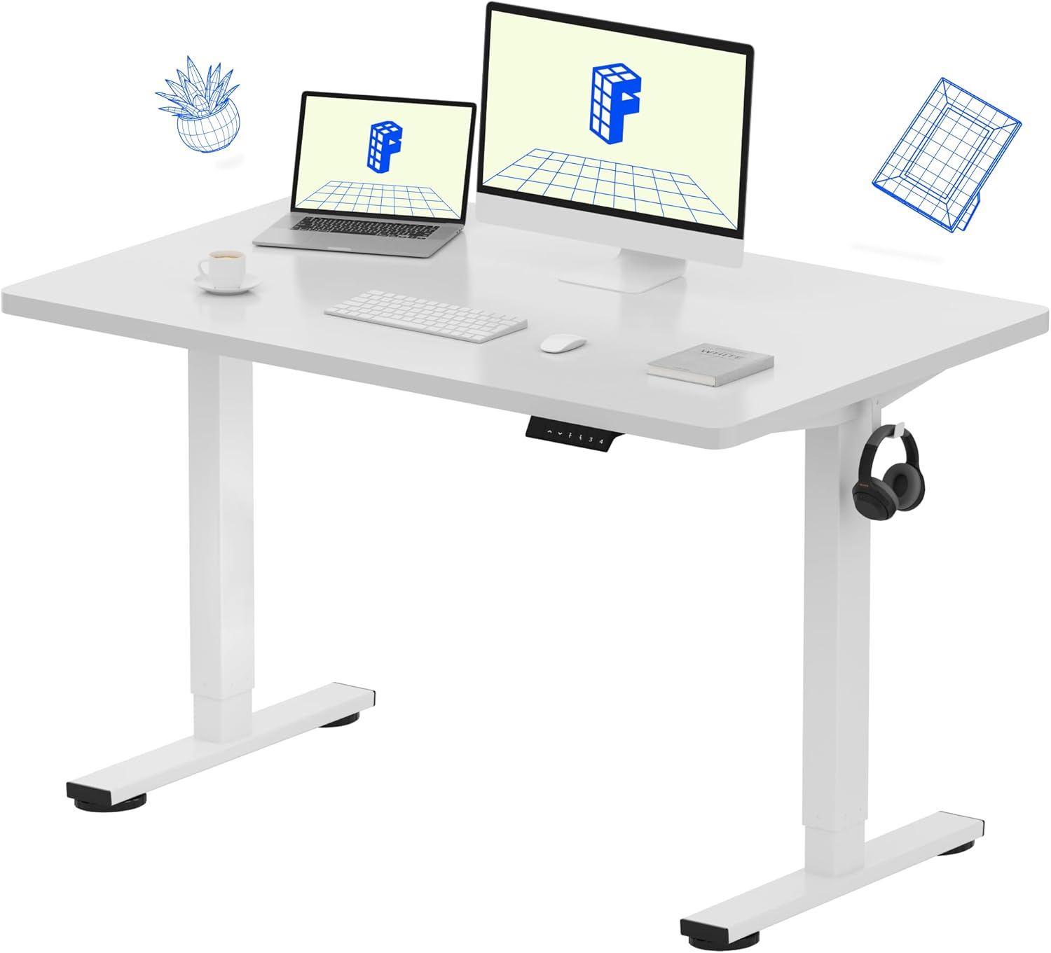 FLEXISPOT EN1 Whole-Piece Standing Desk 48 x 30 inches Electric Height Adjustable Desk Home Office - B08LMXSMTR