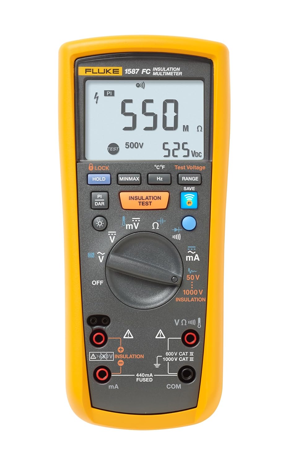 Fluke 1587 FC 2-in-1 Insulation Multimeter, True-RMS, Selectable Insulation Test Voltages Up To 1000 - B017OVC2UI