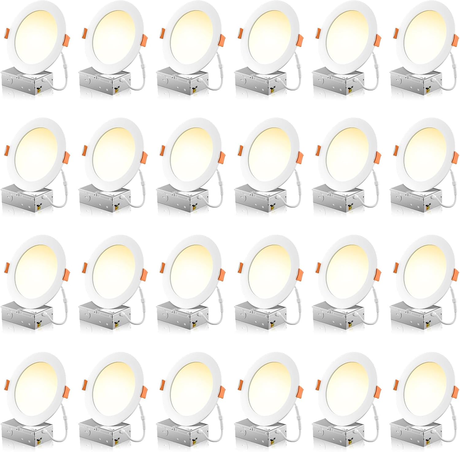 FREELICHT 24 Pack 6 Inch 5CCT Ultra-Thin LED Recessed Ceiling Light with Junction Box, 2700K/3000K/3 - B0BZNQZKV4