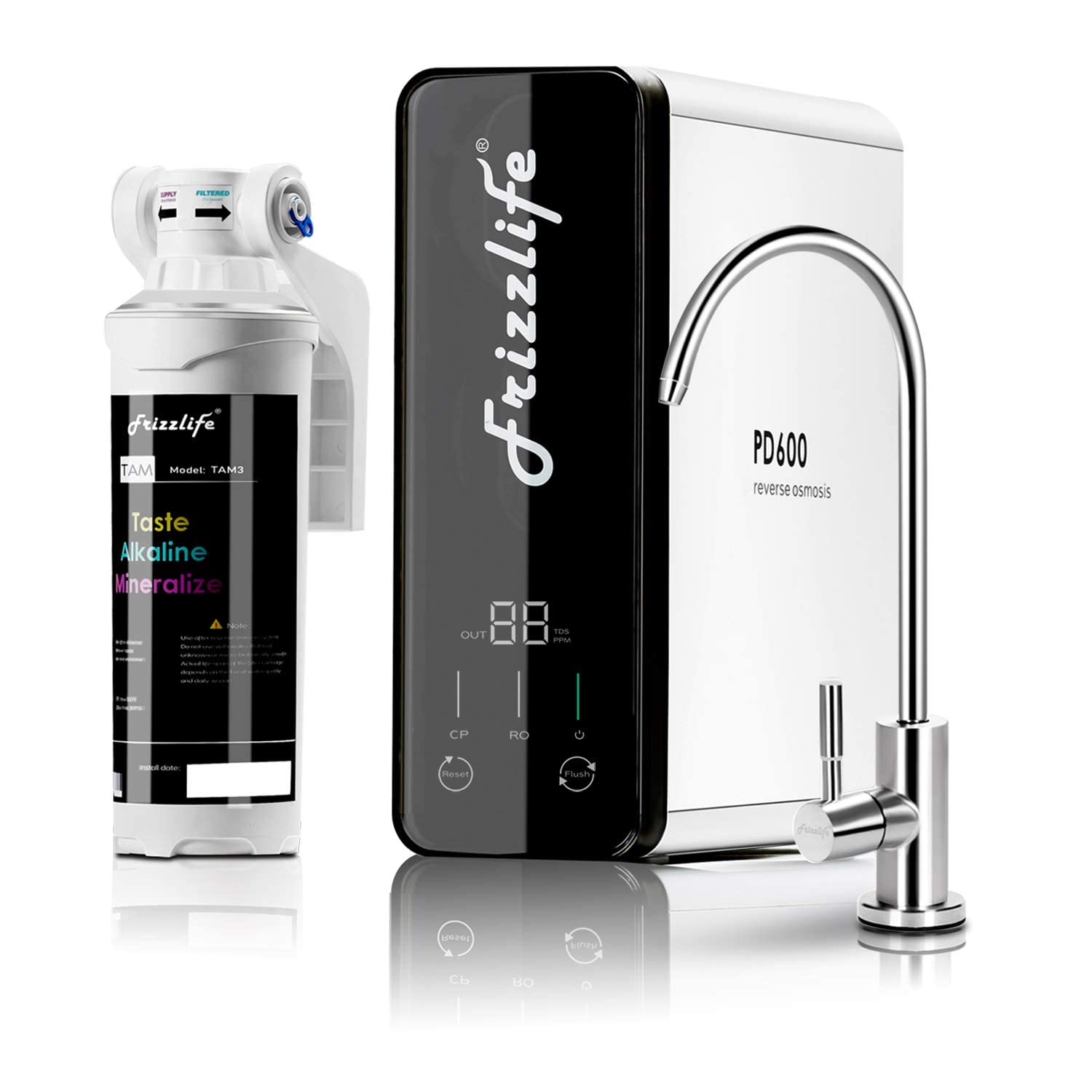 Frizzlife RO Reverse Osmosis Water Filtration System - 600 GPD High Flow, Tankless, Reduce TDS, - B083DFW1QS