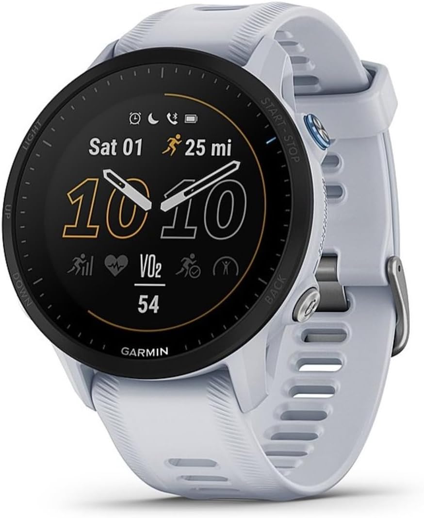 Garmin ForerunnerÂ® 955, GPS Running Smartwatch, Tailored to Triathletes, Long-Lasting Battery, White - B09WTGSGY1