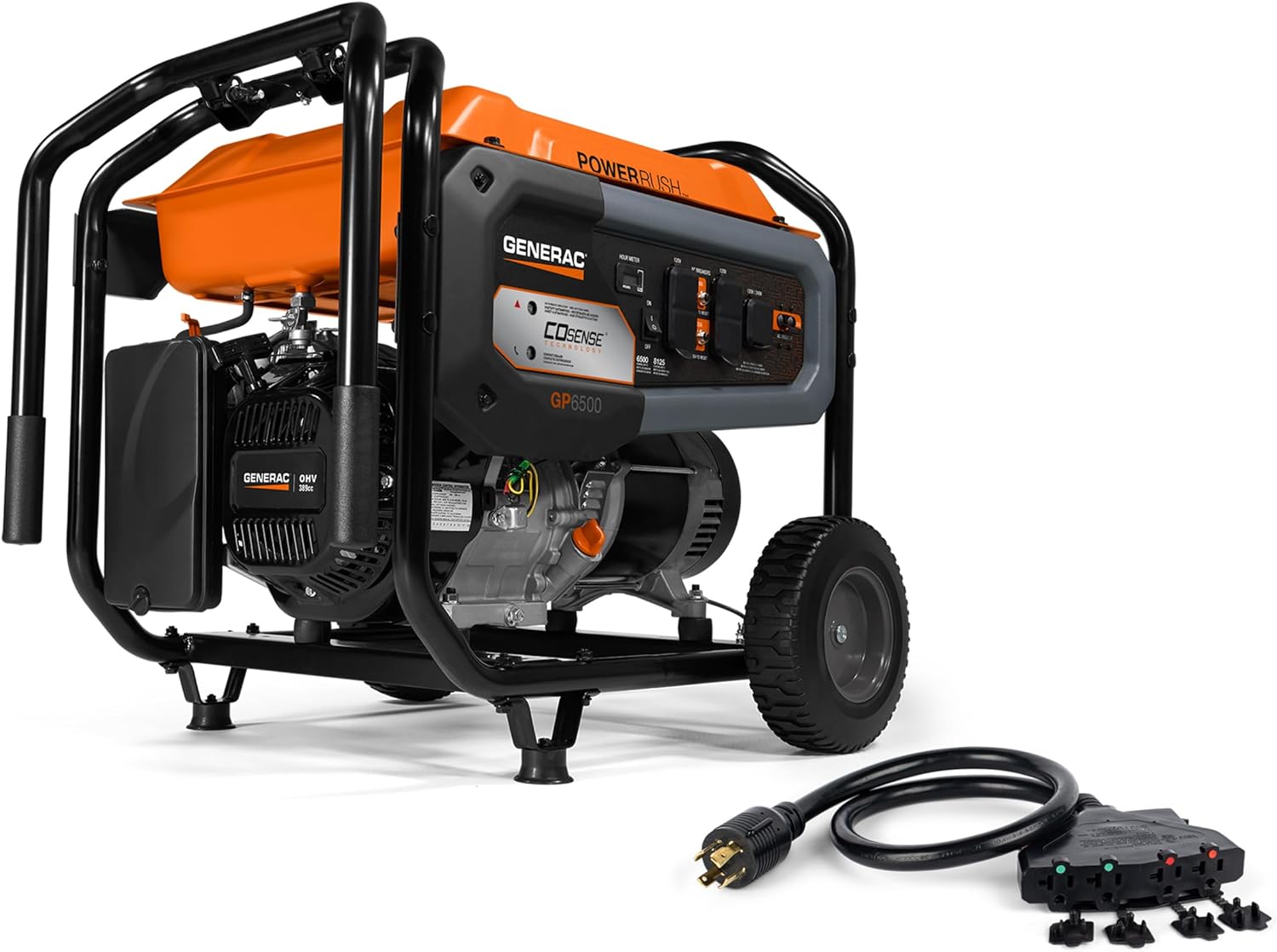 Generac 6,500-Watt Gas-Powered Portable Generator - COsense Technology - PowerRush Advanced Technolo - B0CN79QG3C