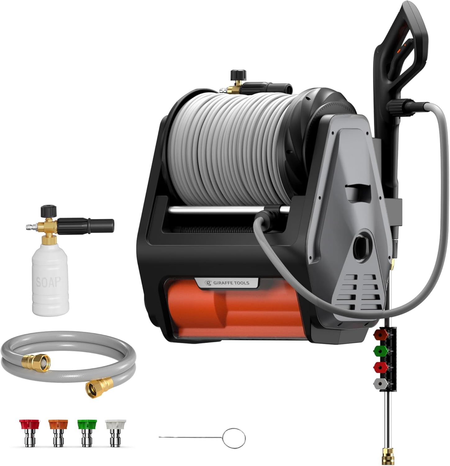 Giraffe Tools Grandfalls Pressure Washer Pro, Electric Wall Mount Power Washer with 100FT Retractabl - B0CR3MRMR5