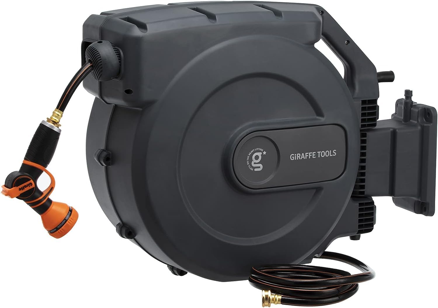 Giraffe Tools Retractable Garden Hose Reel 1/2 Inch x 155 with 5 ft Leader Hose, - B0D25T7WFN