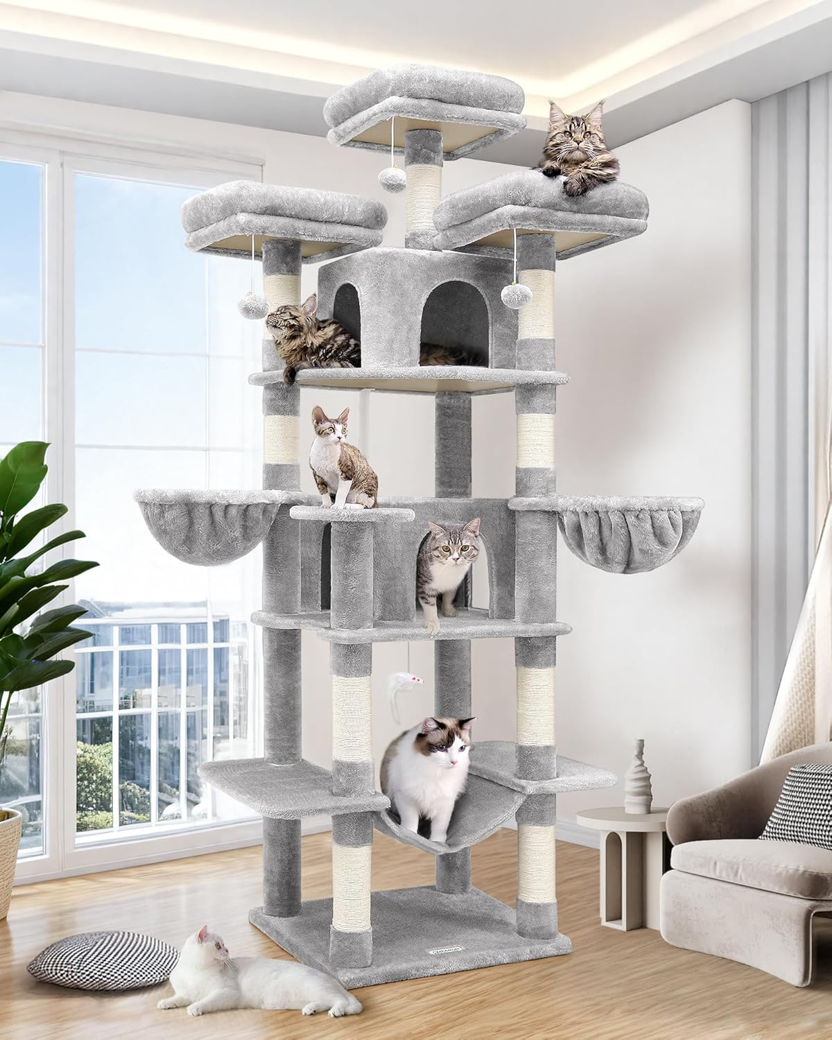 Globlazer F80 Big Cat Tower for Indoor Cats, 80inch Cat Tower for Multiple Adult Cats - B0DGKVL3Z9