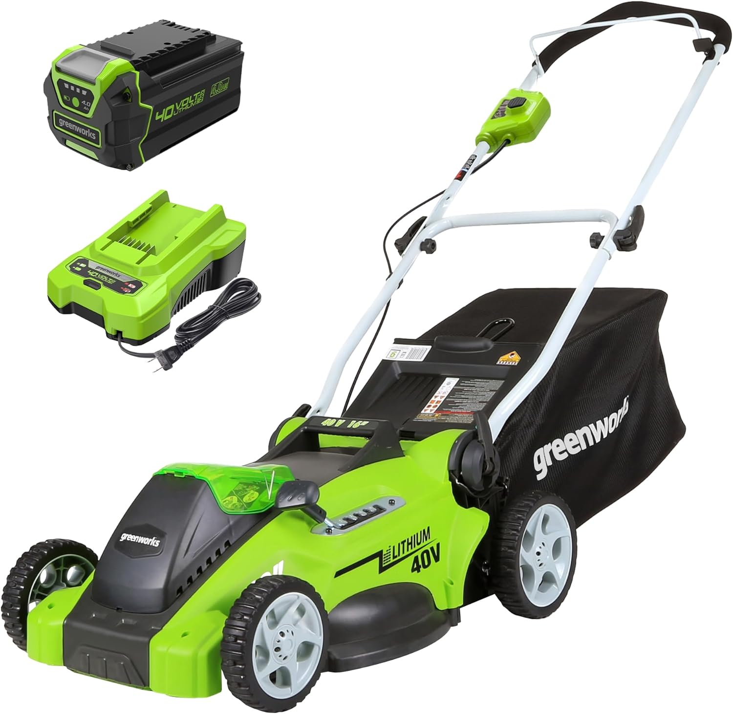 Greenworks 40V 16" Cordless (Push) Lawn Mower (75+ Compatible Tools), 4.0Ah Battery and Charger Incl - B00BBQVL5U