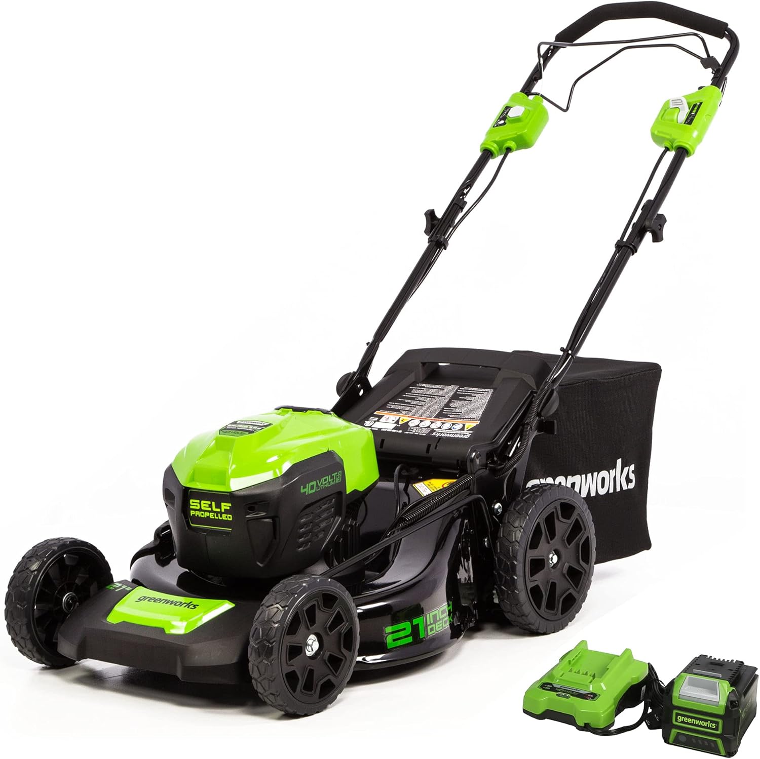 Greenworks 40V 21" Brushless Cordless (Self-Propelled) Lawn Mower (75+ Compatible Tools), 5.0Ah Batt - B07MG7M2BM