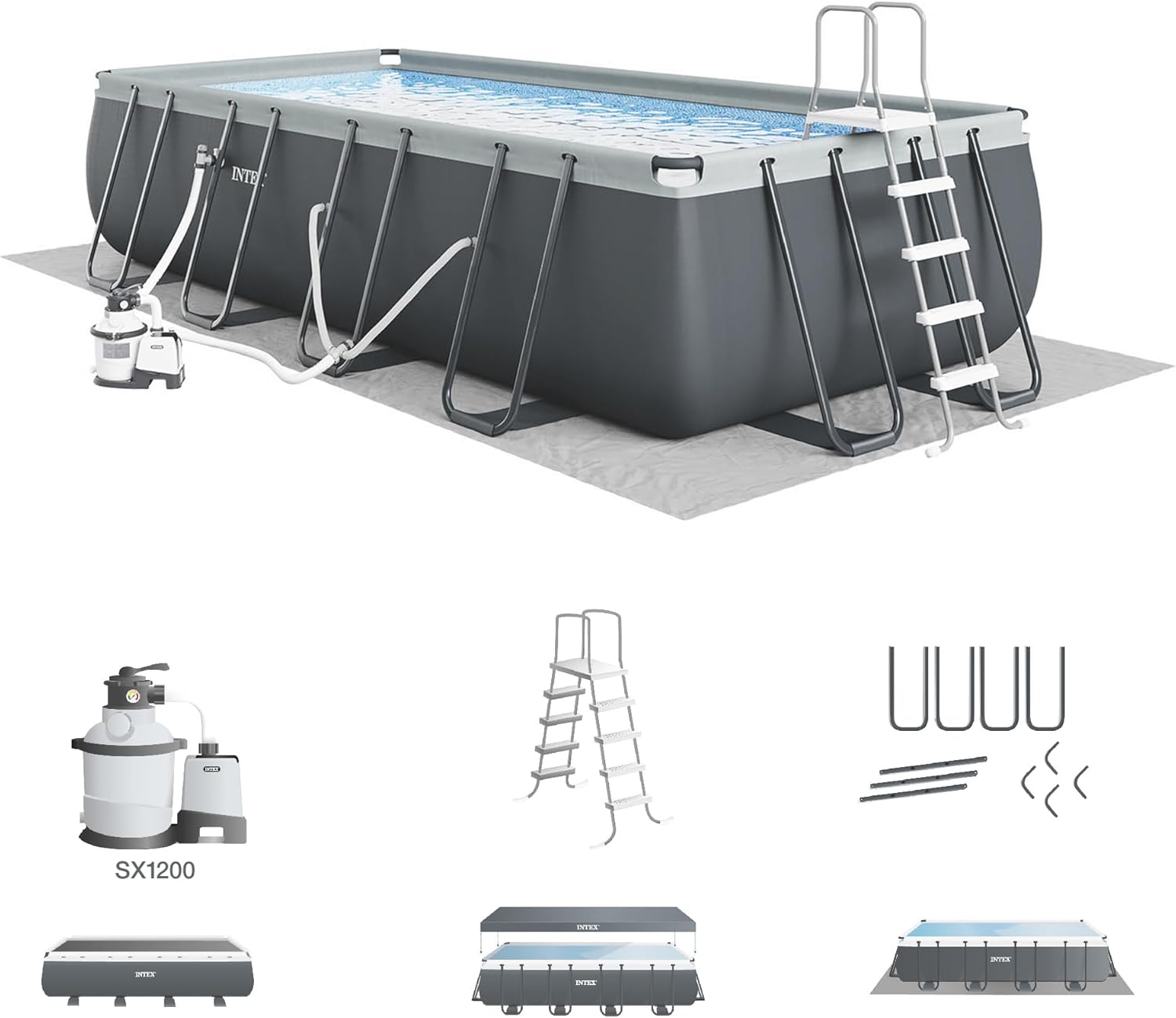 Intex 18' x 9' x 52" Ultra XTR Rectangular Frame Swimming Pool Set with Pump - B07F3QF4KX