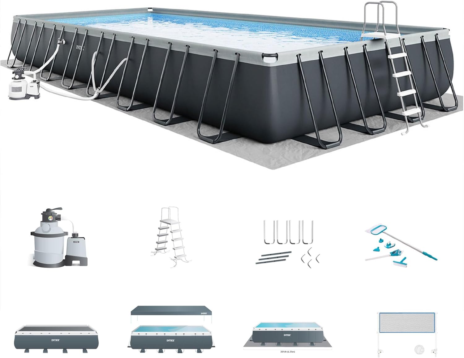 Intex 32' x 16' x 52" Ultra XTR Rectangular Outdoor Swimming Pool Set with Pump - B07F39F6Z5